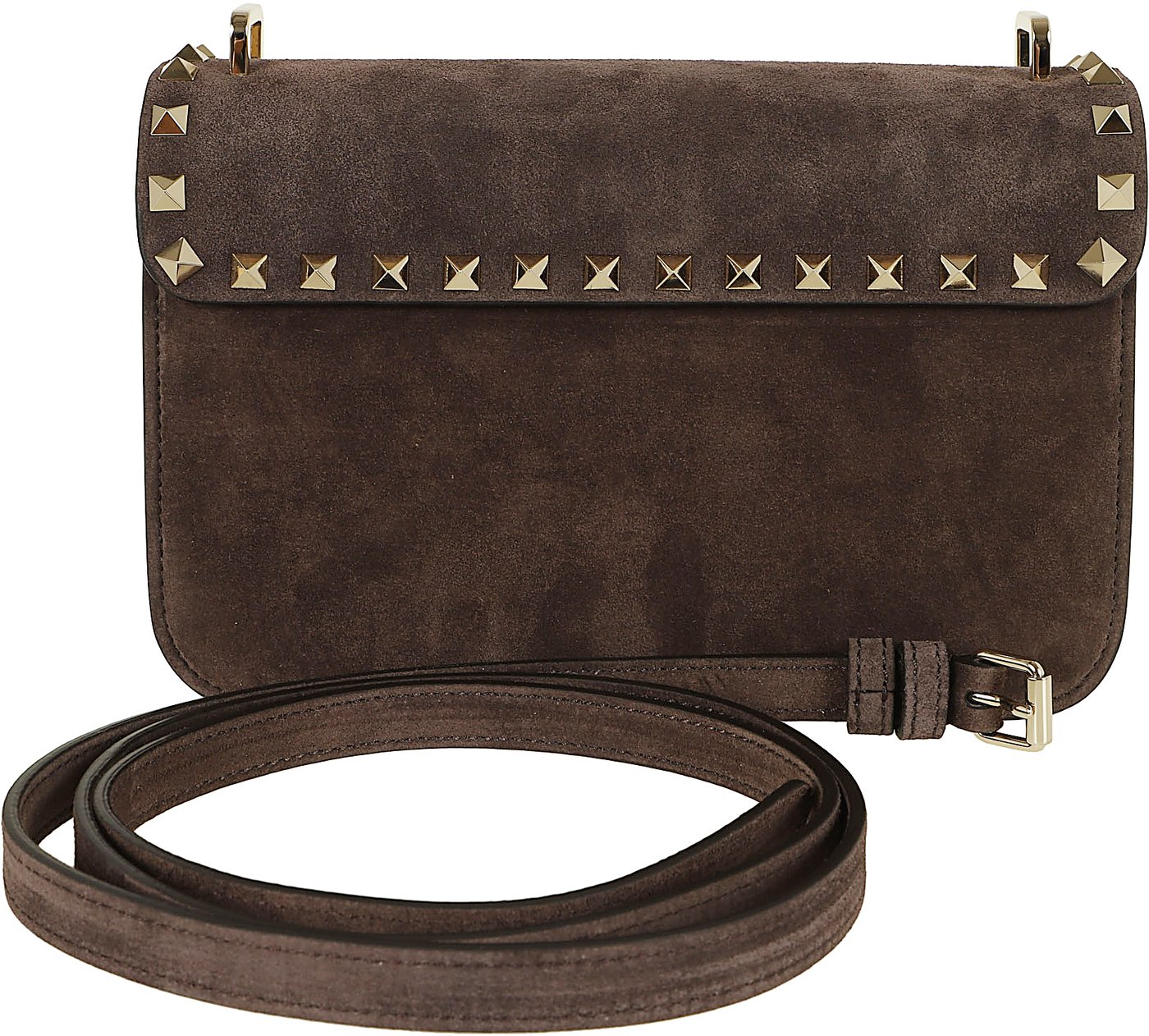 VALENTINO GARAVANI SMALL SHOULDER BAG | ROCKSTUD | SUEDE S./PLATINUM STUDS