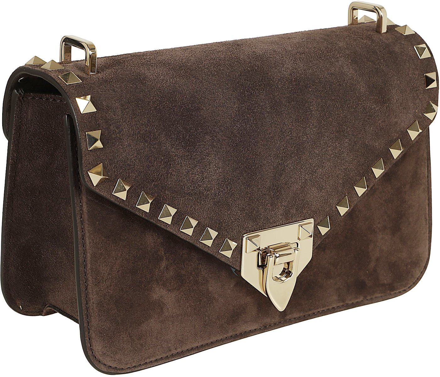 VALENTINO GARAVANI SMALL SHOULDER BAG | ROCKSTUD | SUEDE S./PLATINUM STUDS