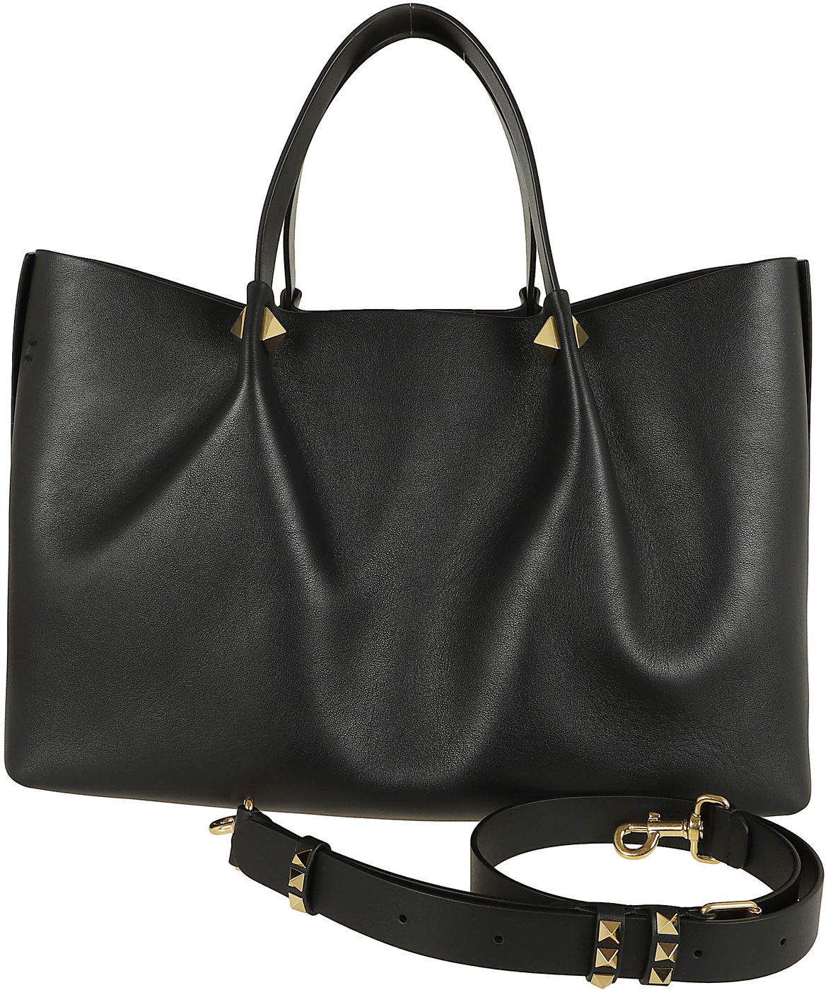 VALENTINO GARAVANI LARGE TOTE | VLOGO SIGNATURE | VITELLO M./A.LIGHT GOLD MACRO STUDS-LOGO