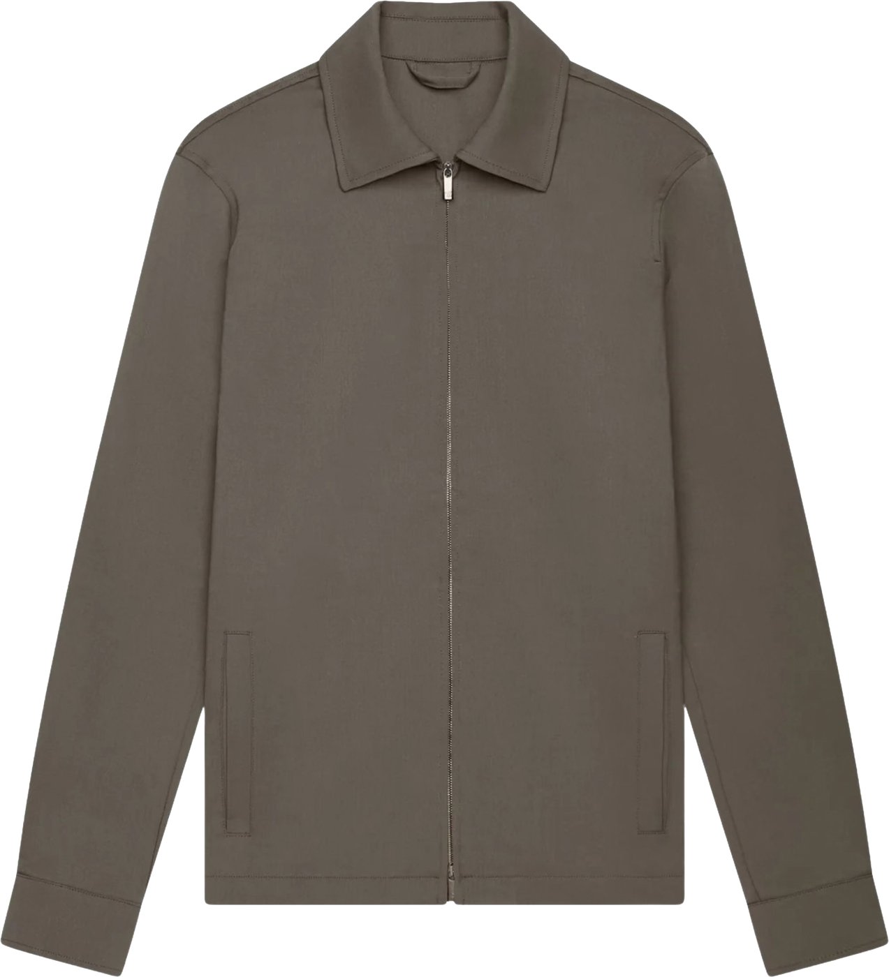 Valenza Wool Stretch Zip Overshirts Taupe 1190