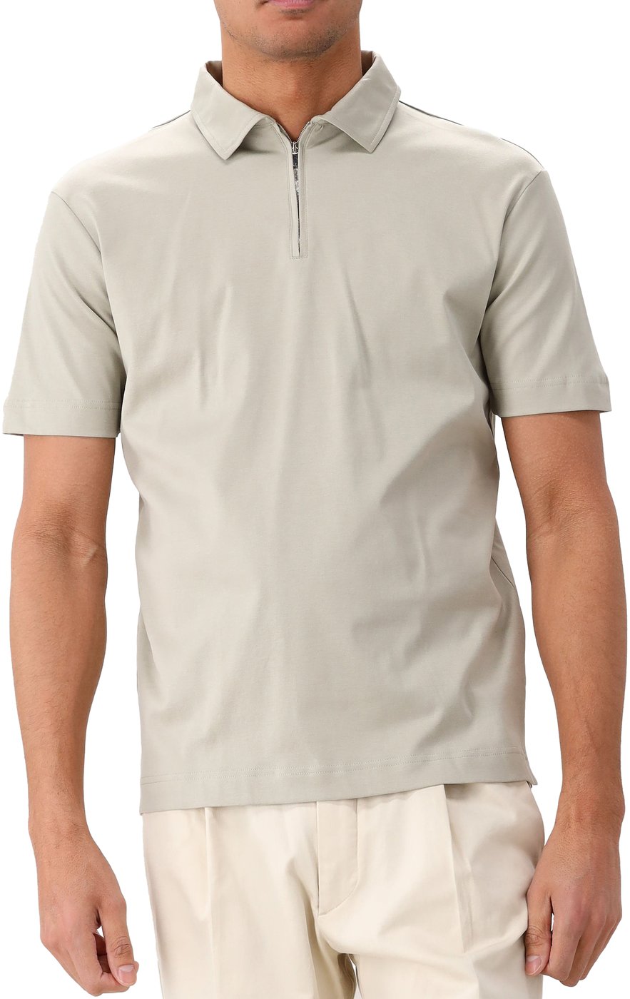 Valenza Polo Groen Supima Zip Collar Stone