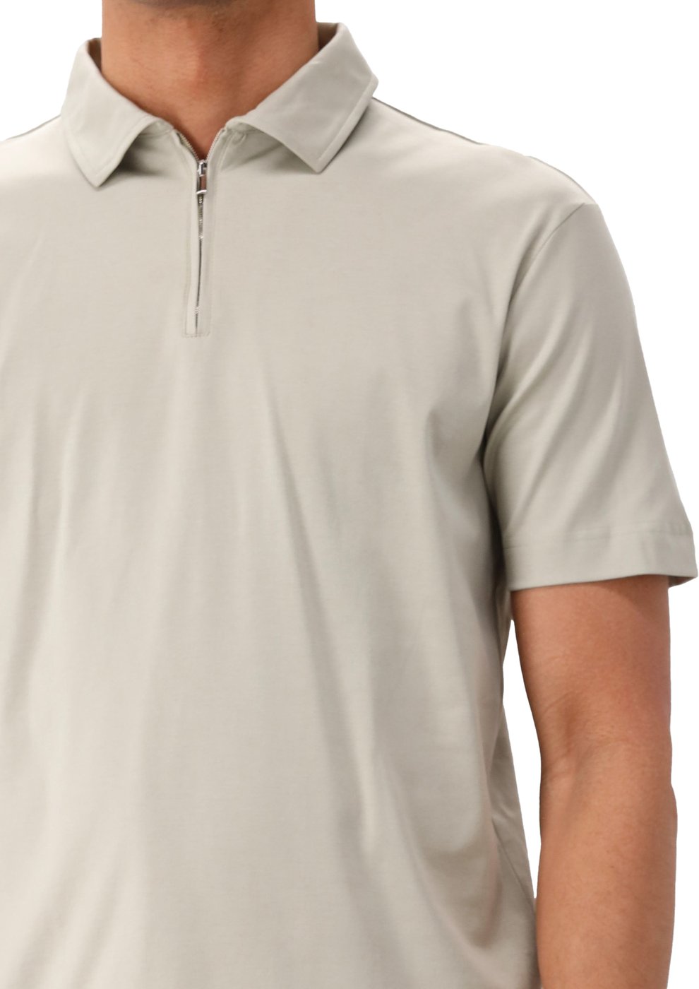 Valenza Polo Groen Supima Zip Collar Stone