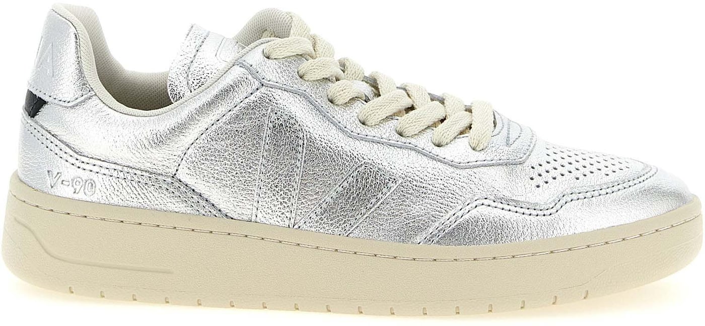 Veja Silver Genuine Leather Low Top Sneakers