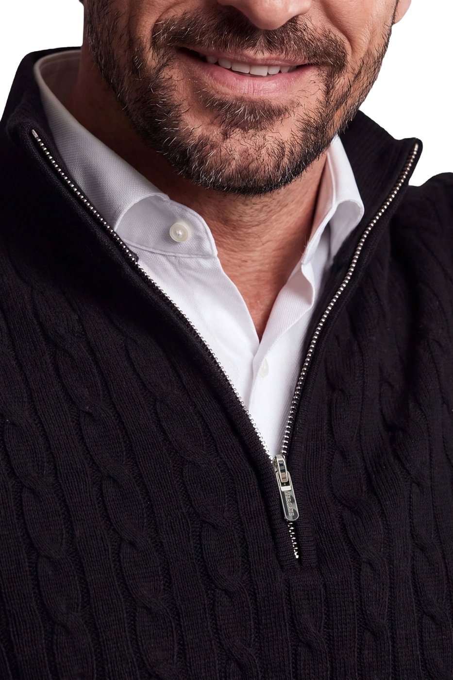 Half Zip - Cashmere Blend - Zwart