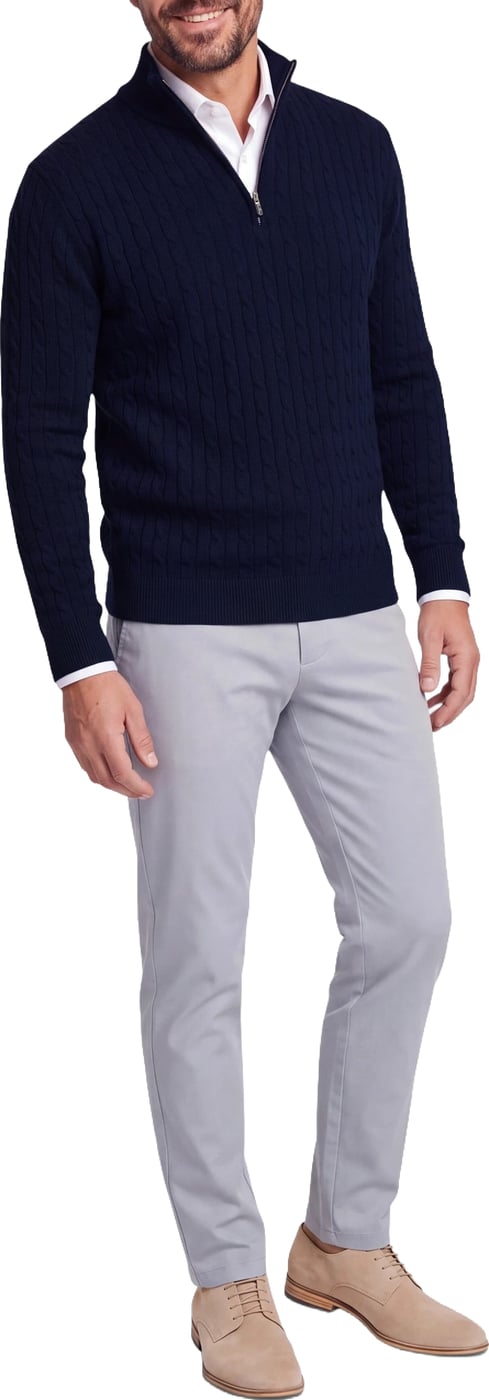 Half Zip - Cashmere Blend - Donkerblauw