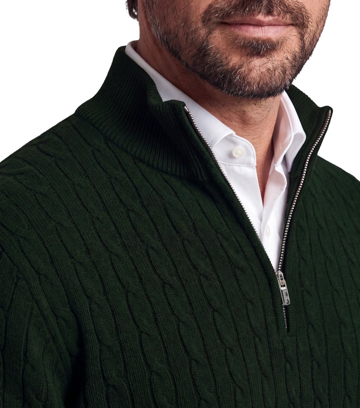 Half Zip - Cashmere Blend - Donkergroen