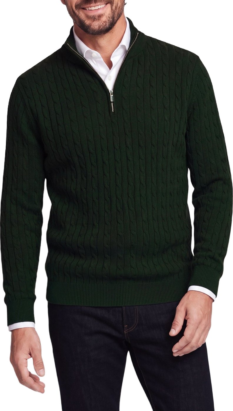 Half Zip - Cashmere Blend - Donkergroen