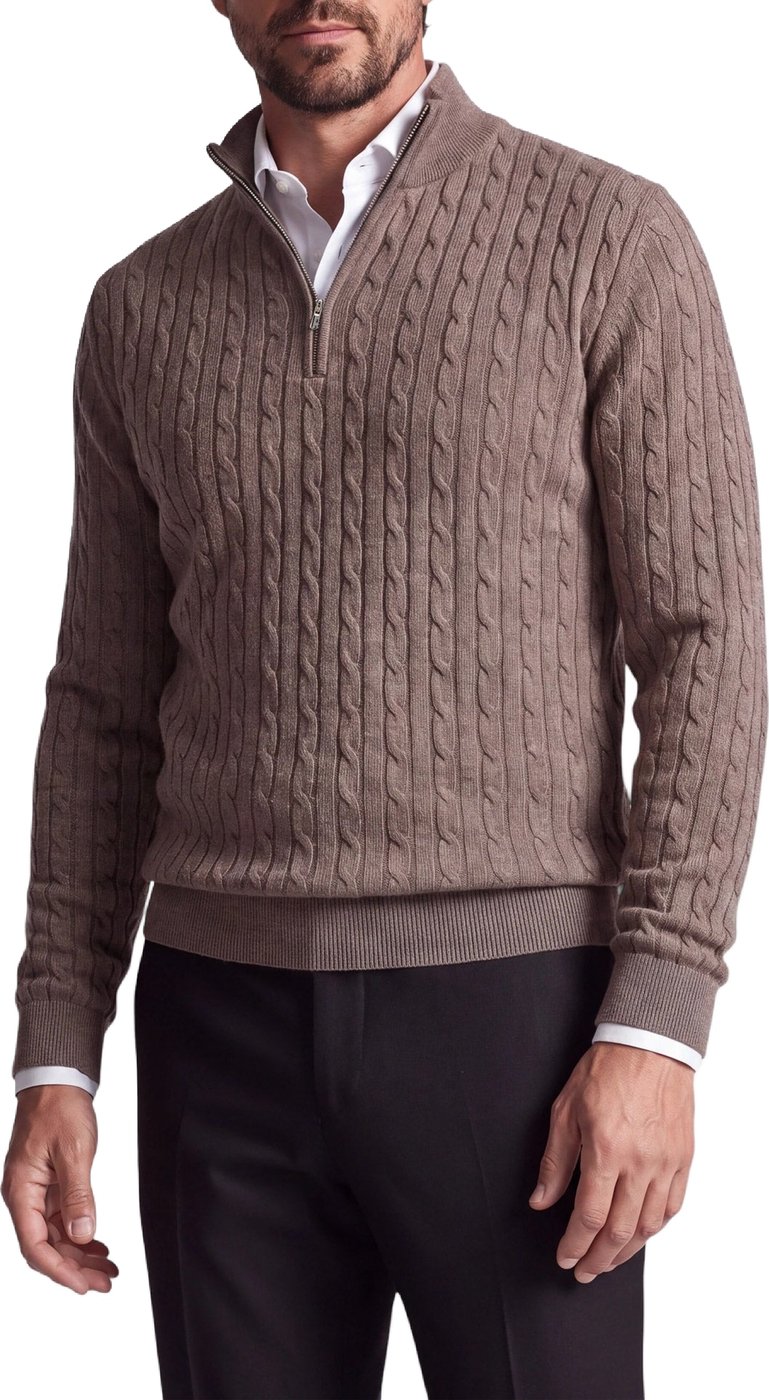 Half Zip - Cashmere Blend - Taupe