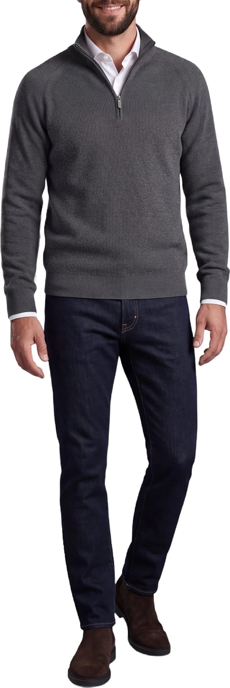 Half Zip - Cashmere Blend - Donkergrijs