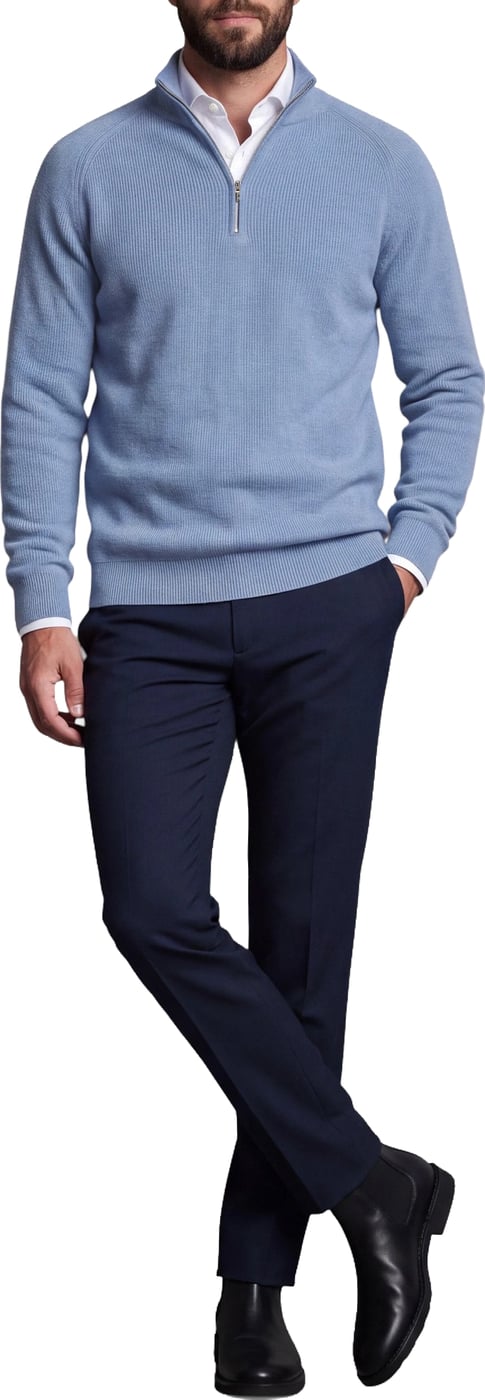 Half Zip - Cashmere Blend - Lichtblauw