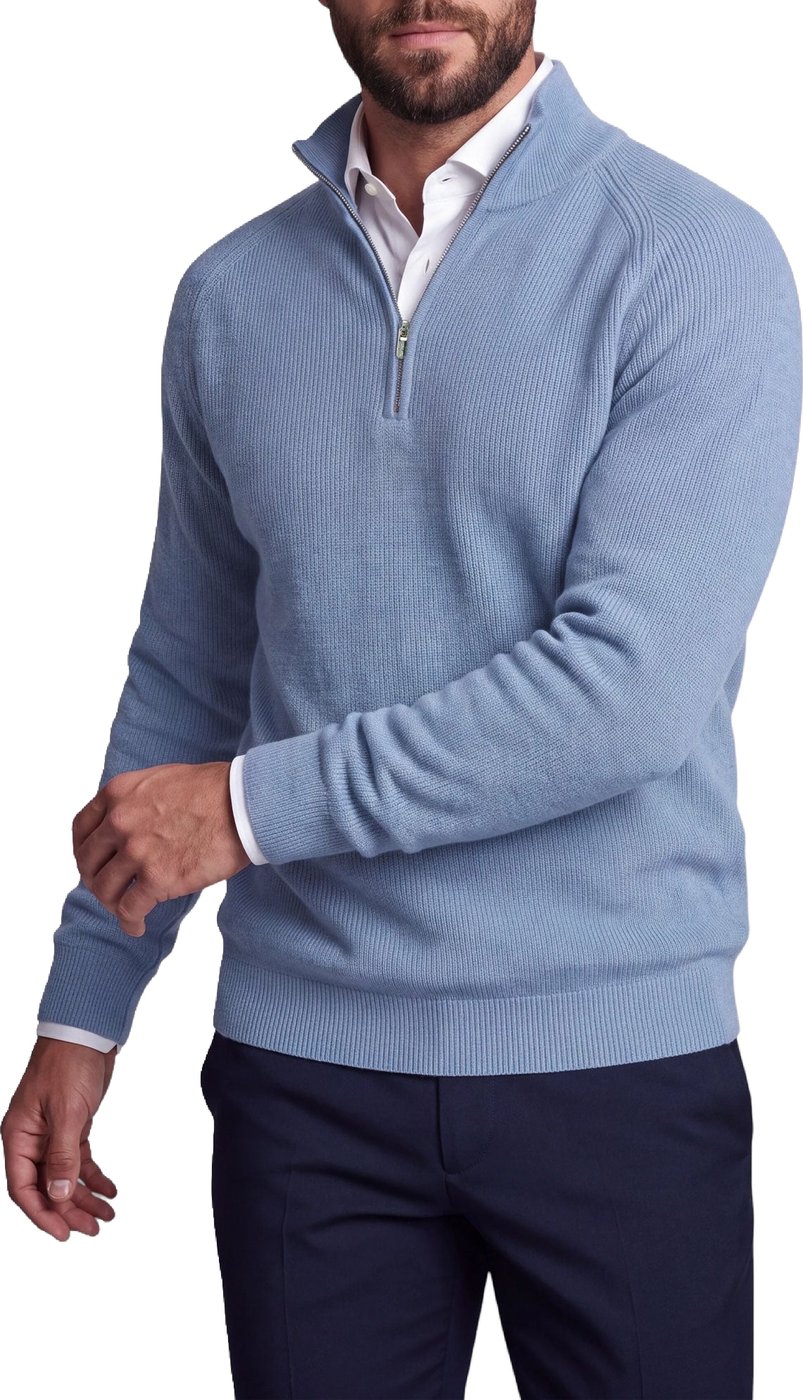 Half Zip - Cashmere Blend - Lichtblauw