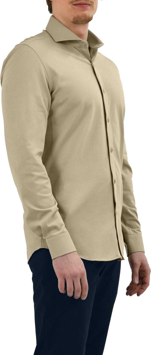 Strijkvrij Overhemd - Japanese Knitted - Beige
