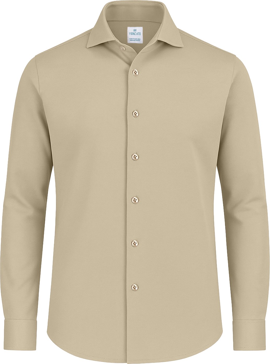 Strijkvrij Overhemd - Japanese Knitted - Beige
