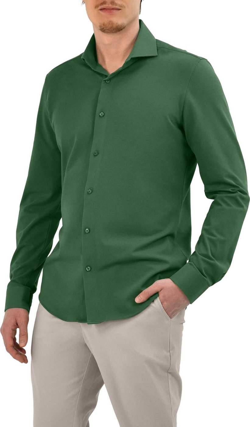 Strijkvrij Overhemd - Japanese Knitted - Groen