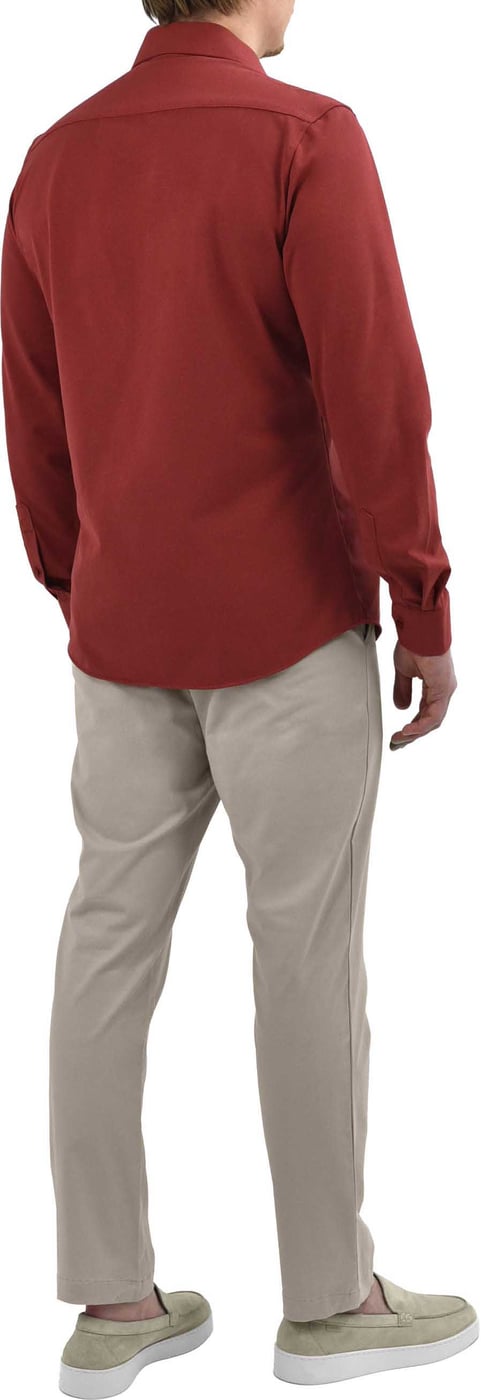 Strijkvrij Overhemd - Japanese Knitted - Rood