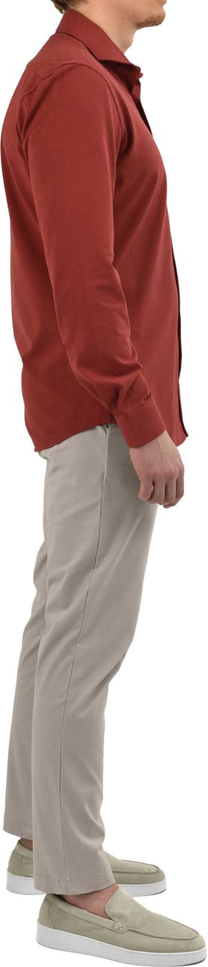 Strijkvrij Overhemd - Japanese Knitted - Rood