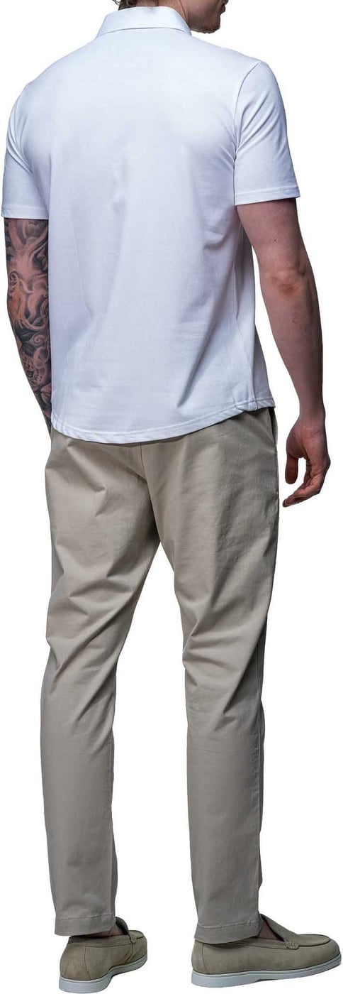 Strijkvrij Poloshirt - Japanese Knitted - Wit