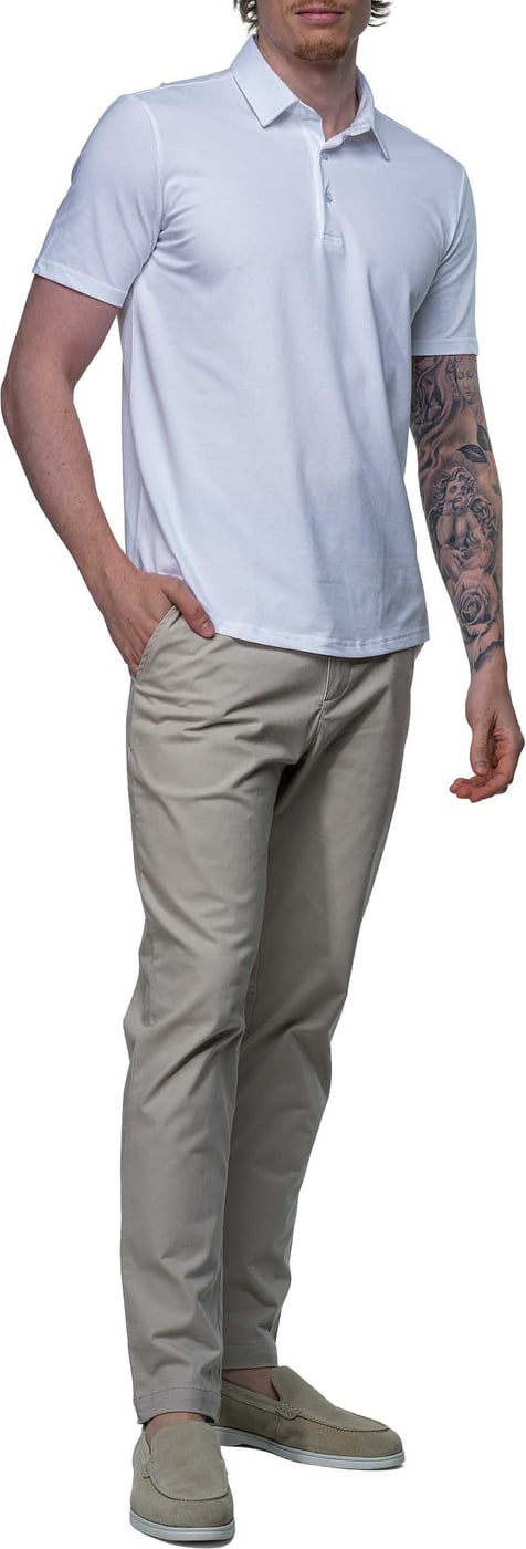Strijkvrij Poloshirt - Japanese Knitted - Wit