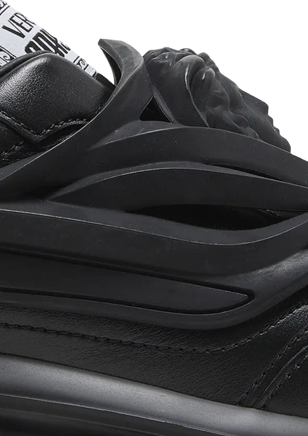 Versace Odissea Men's Leather Logo Patch Sneakers Black