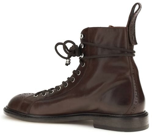 Versace Brown Calf Leather Bos Taurus Lace-Up Boots