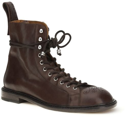 Versace Brown Calf Leather Bos Taurus Lace-Up Boots