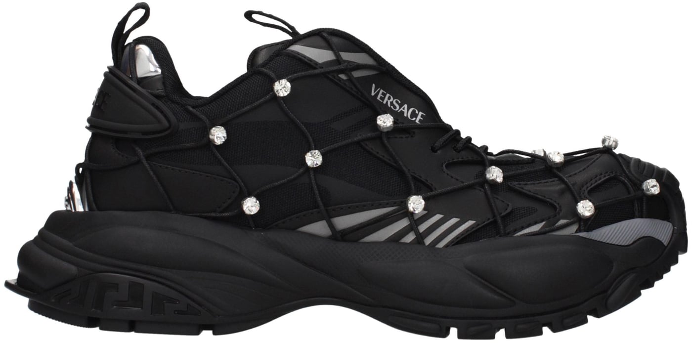Versace Black Fabric Chunky Sneakers