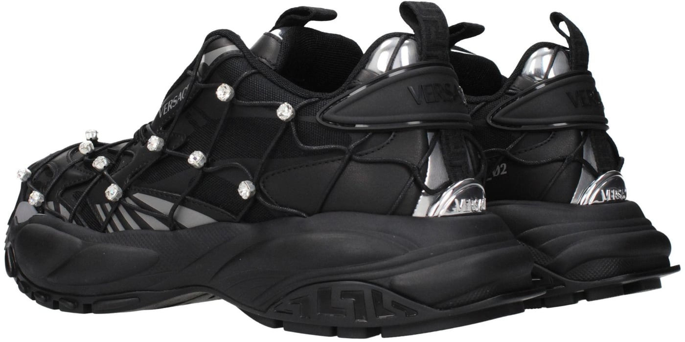 Versace Black Fabric Chunky Sneakers