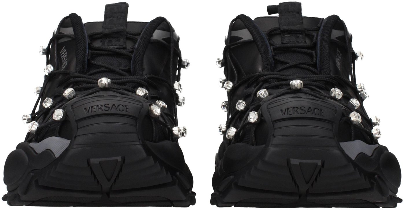 Versace Black Fabric Chunky Sneakers