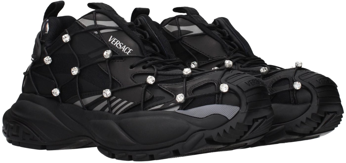 Versace Black Fabric Chunky Sneakers