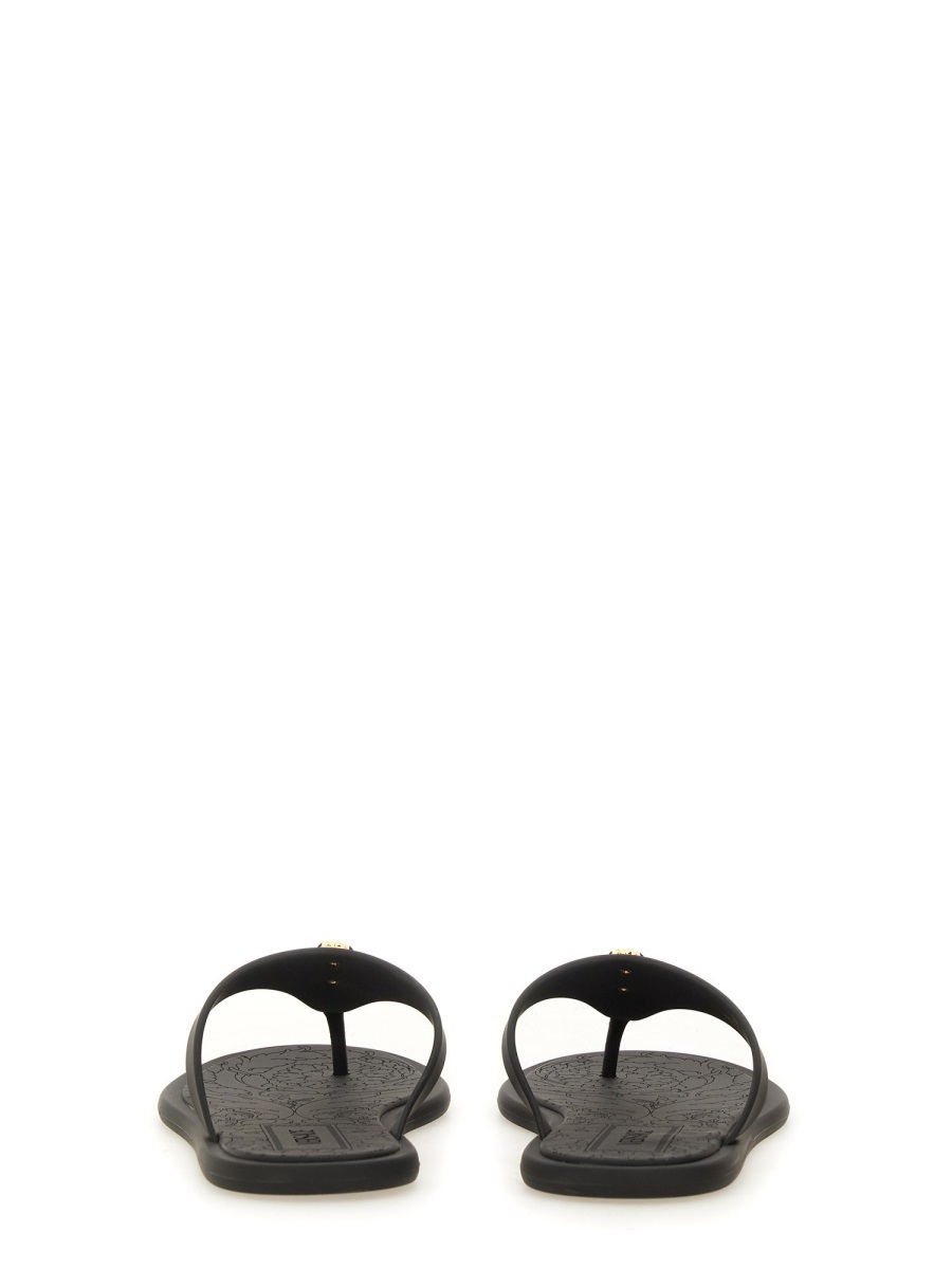 Black Alia Gold Emblem Rubber Sandals