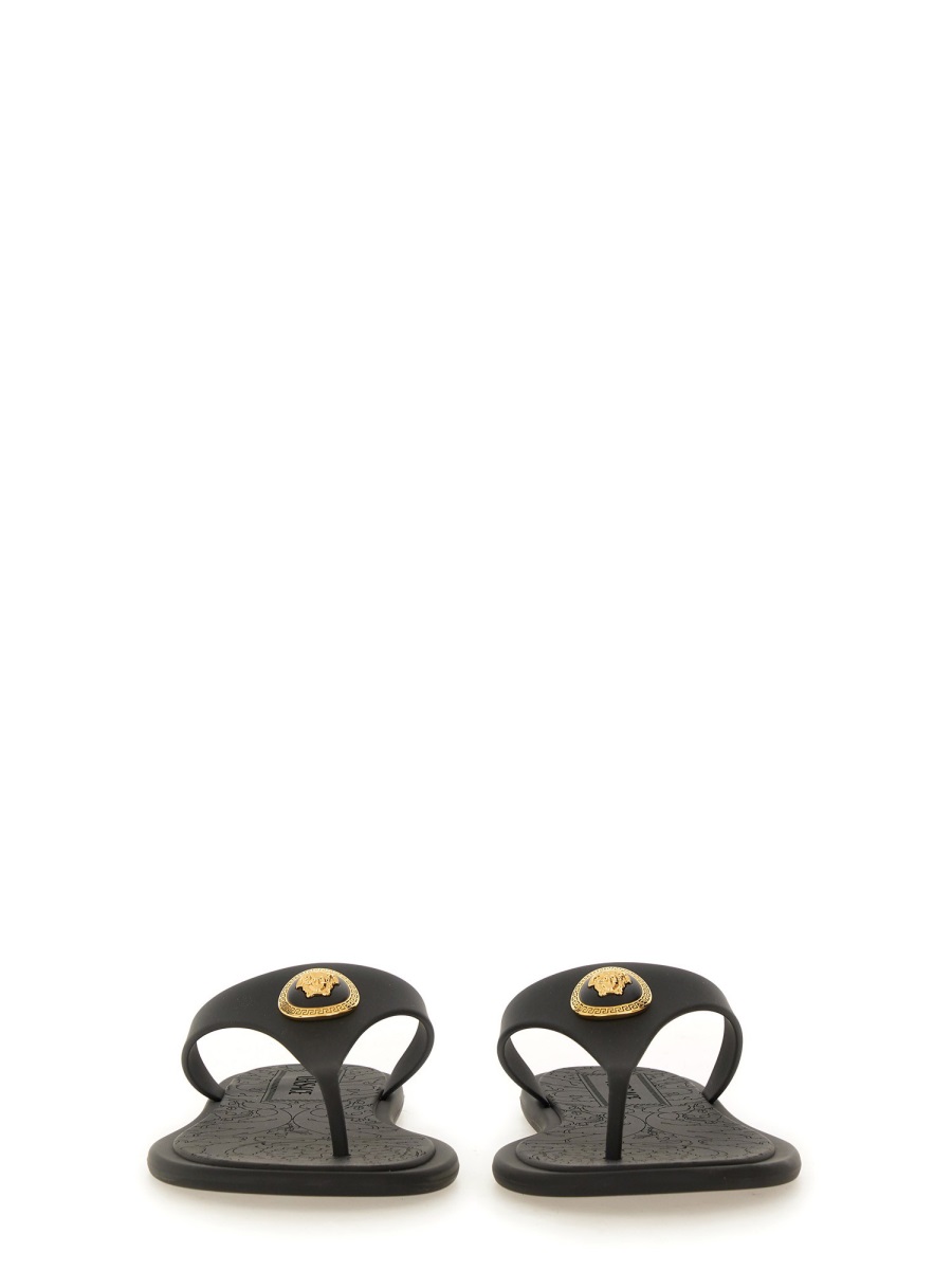 Black Alia Gold Emblem Rubber Sandals