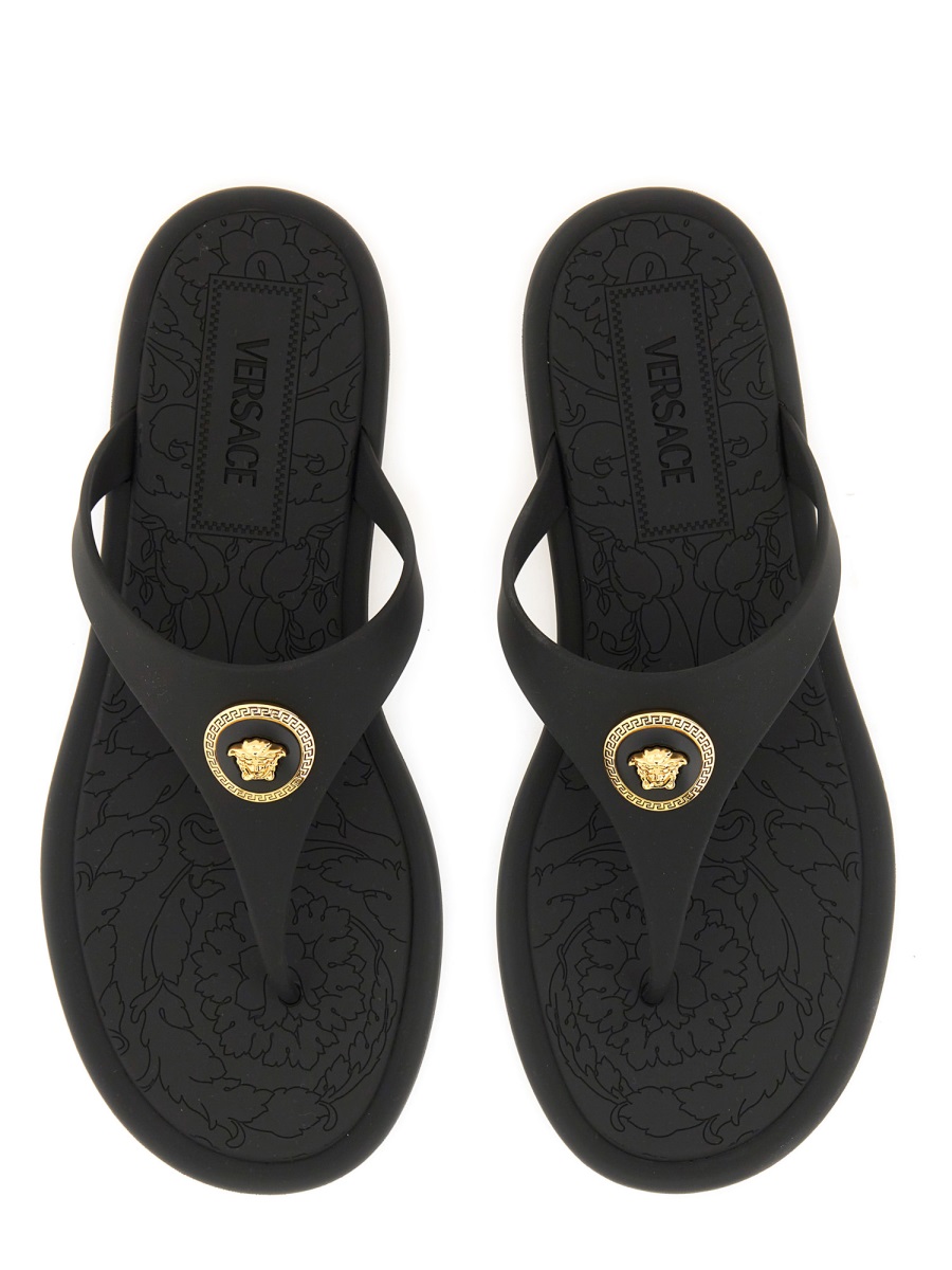 Black Alia Gold Emblem Rubber Sandals