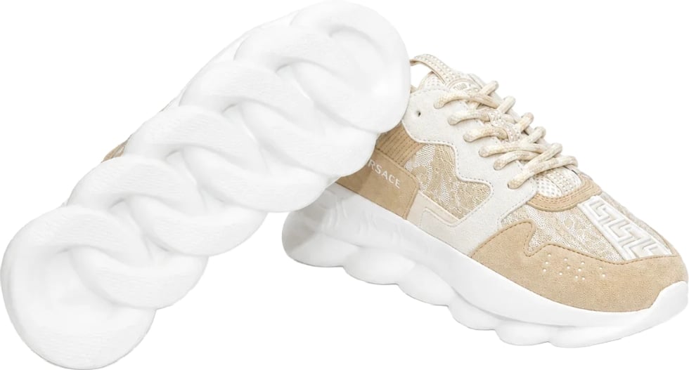 Versace Chain Reaction V2 Jacquard Women's Sneakers Beige