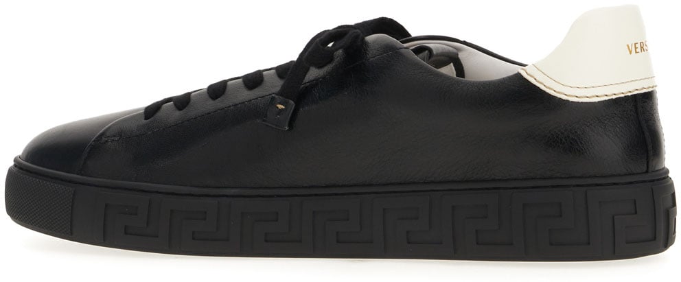 Versace Black leather Greca sneakers