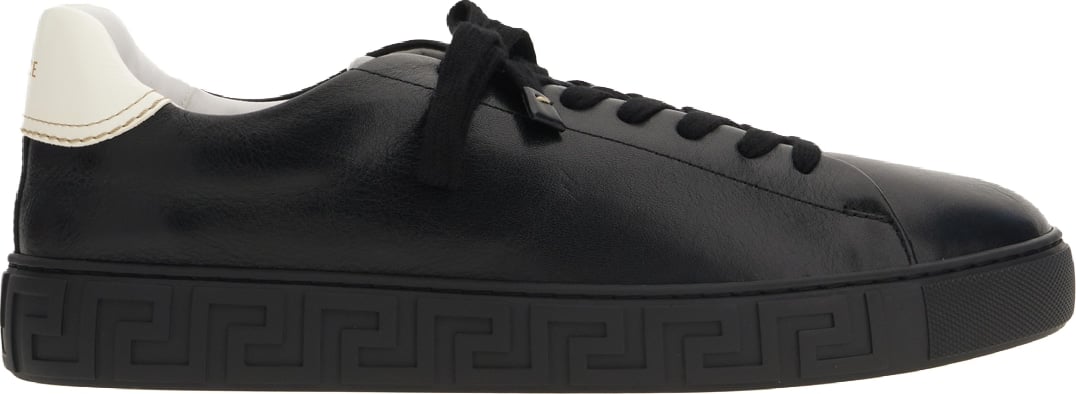 Versace Black leather Greca sneakers