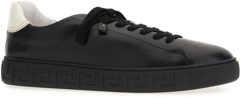 Versace Black leather Greca sneakers