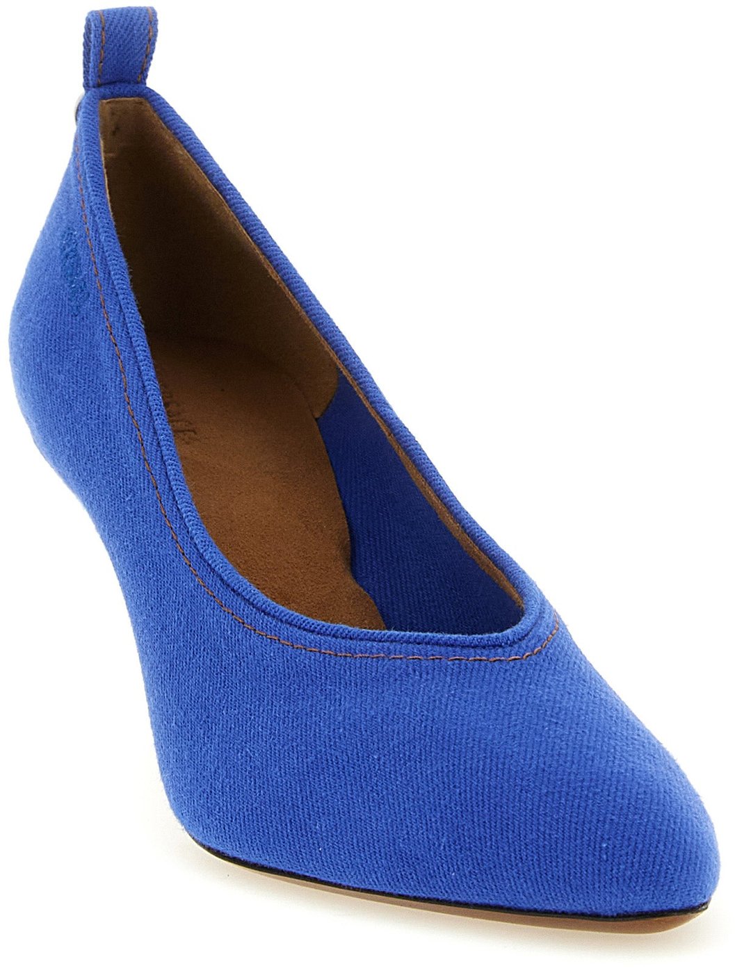 Versace Blue Cotton Mid Heel Pumps