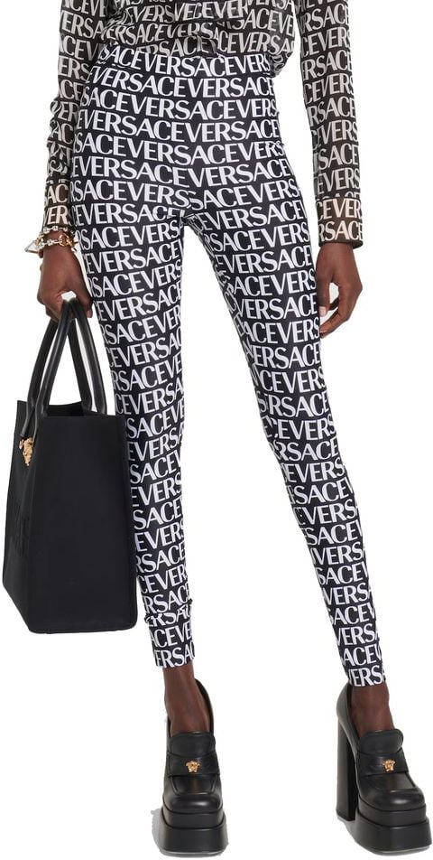 Versace Black Elastane Leggings