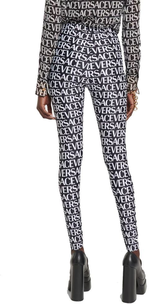 Versace Black Elastane Leggings