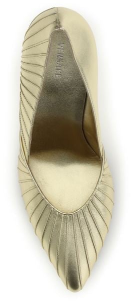 Versace Gold Calf Leather Bos Taurus High Heel Pumps
