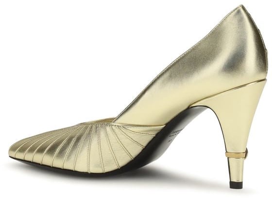 Versace Gold Calf Leather Bos Taurus High Heel Pumps