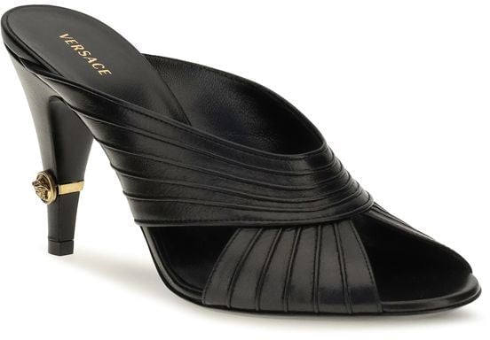 Versace Black Lamb Ovis Aries Mules