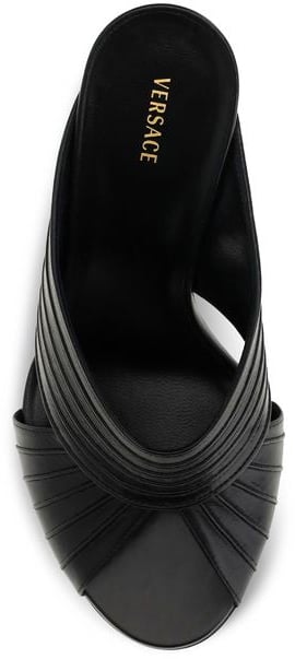 Versace Black Lamb Ovis Aries Mules