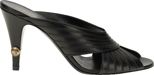 Versace Black Lamb Ovis Aries Mules