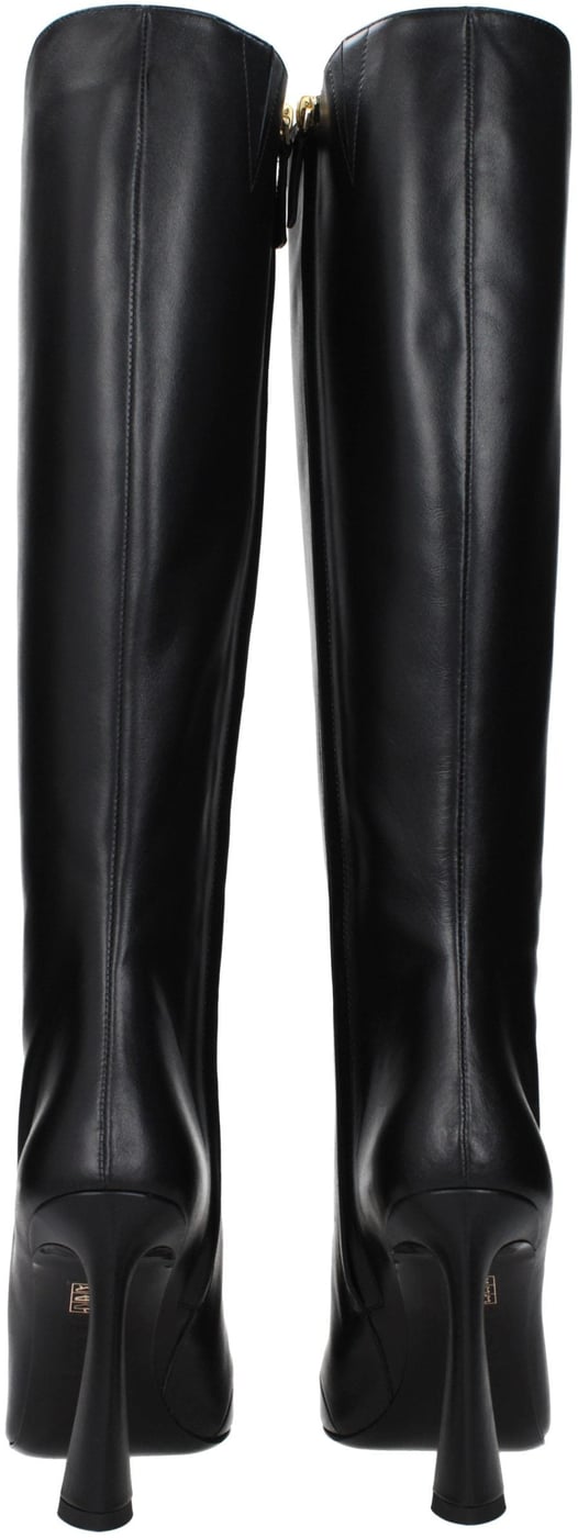 Versace Black Leather High Heel Boots