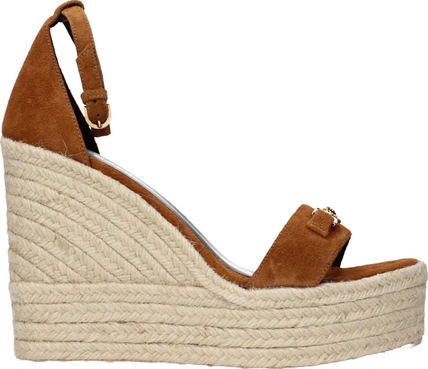 Versace Brown Leather Wedge Sandals