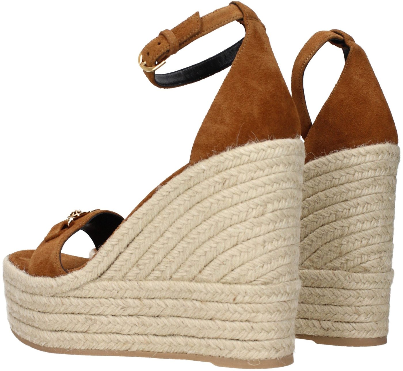 Versace Brown Leather Wedge Sandals