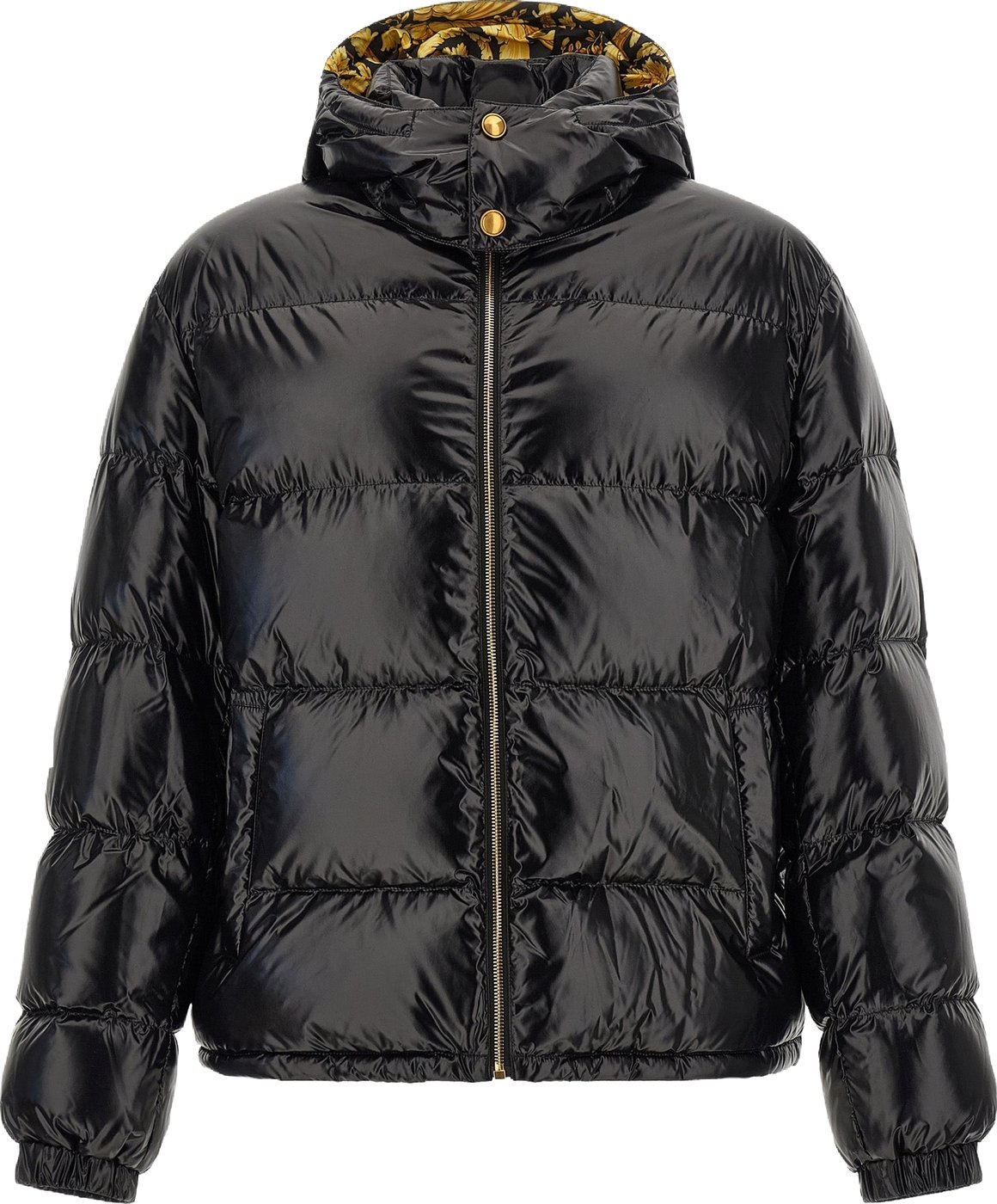 Versace Black Nylon Full-Length Jacket