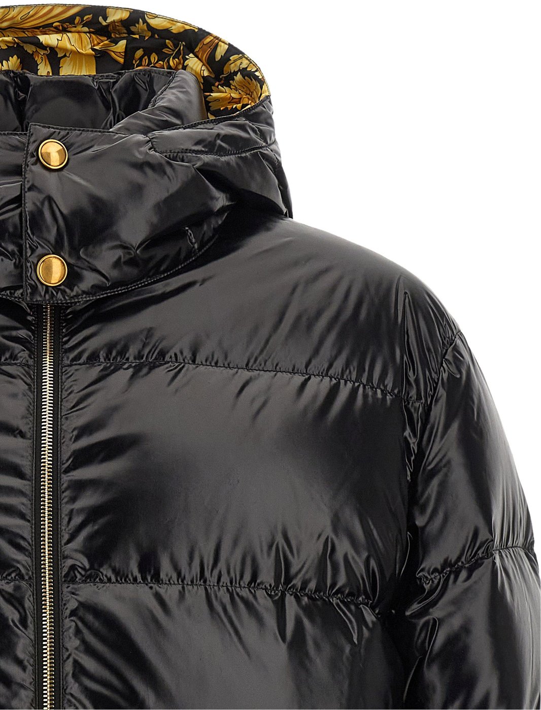 Versace Black Nylon Full-Length Jacket