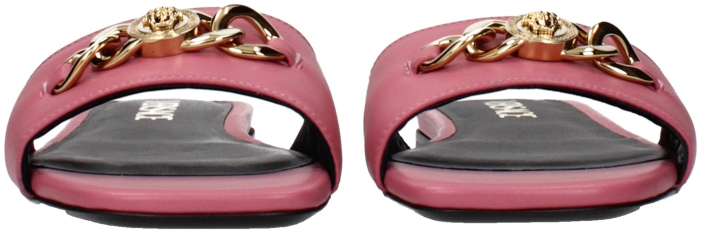 Versace Pink Leather Slippers